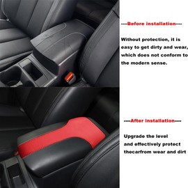 Blazeray Car Center Console Armrest Cover for Nissan Rogue 2014-2020/Nissan Rogue Sport 2017-2022 Interior Accessories Leather Elbow Arm Rest Cover Pad Protector Saver (Black with Red Leather)