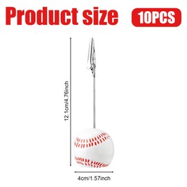 10pcs Ball Base Memo Clip Holders, 4.76x1.57in Premium Resin Baseball Memo Alligator Clip Creative Organizing Sticky Note Cards Supplies for Office Classroom Desk(White)