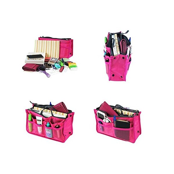 Sizzle City Nylon Bag in Bag Insert, Cosmetic Handbag, Gadget Purse, Travel, Organizer (Pink)