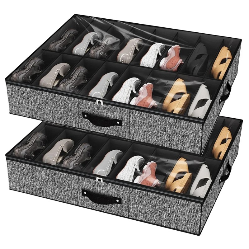 32 Pairs Foldable Underbed Shoe Storage Boxes Extra Large Underbed