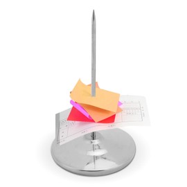 Receipt Spike,Paper Memo Holder,6.3 inch Height Restaurant Spike,Silver Straight Rod Receipt Note Spike Stick Memo Clip Metal Bill Holder with Round Stand for Restaurant Kitchen Hotel Office