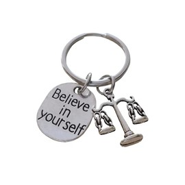 Law Scales Charm Keychain with Believe in Yourself Charm