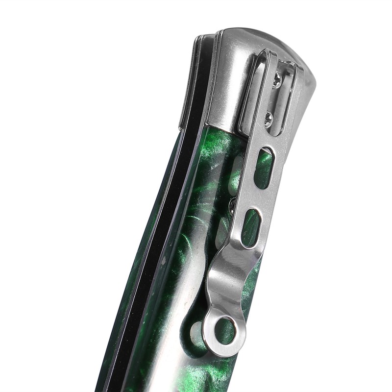 1PC Stainless Steel Switchblade Spring Pocket Oil Hair Comb Foldable
