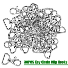 Augshy Pack of 30 Key Ring Carabiners, Premium Key Ring Clip Hook Carabiner Clasp Metal D Key Rings for Key Fob (2 cm Inner Width)