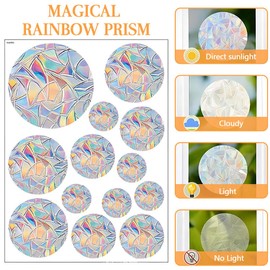 Round Prism Window Stickers, XURJUMI Pack of 39 Suncatcher Bird Anti-Collision Window Stickers, Prism Window Stickers, Electrostatic Adsorption