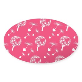 CafePress Pink Dandelion Heart Seeds Oval Car Bumper Sticker