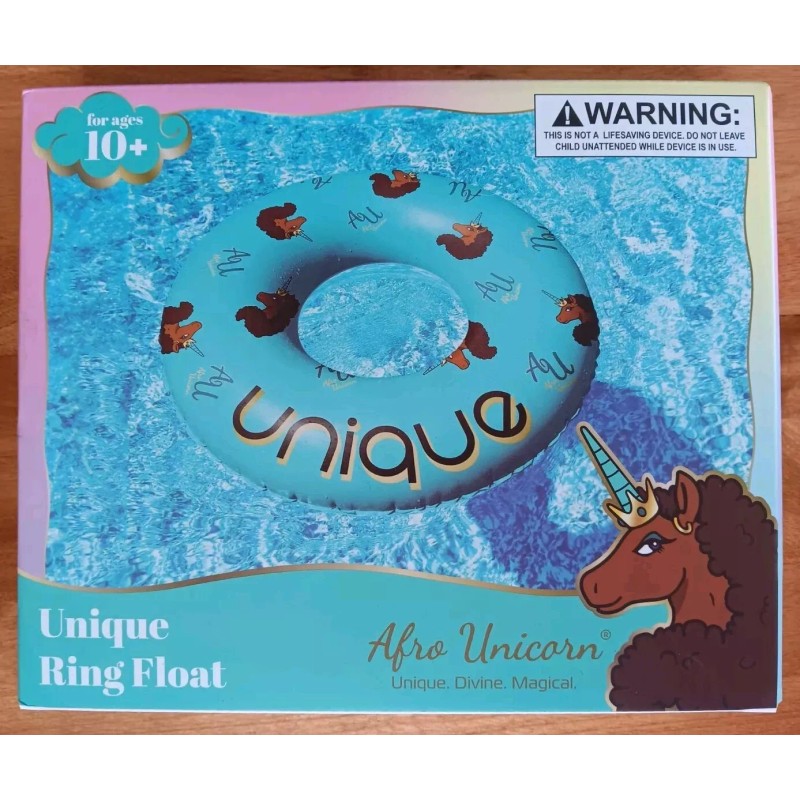 Afro Unicorn "Divine" Inflatable Pool Swim Ring Float 39” Purple