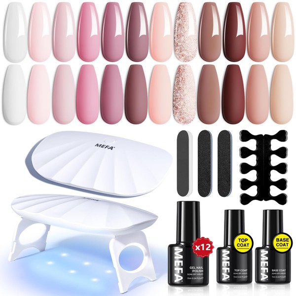 MEFA 19 Pcs Gel Nail Polish Kit with U V
