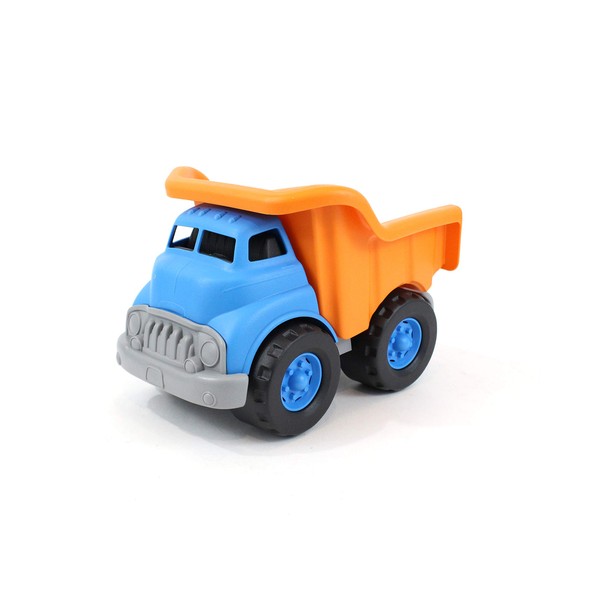 Green Toys Dump Truck, Blue/Orange - Pretend Play, Motor Skills, Kids Toy Vehicle. No BPA, phthalates, PVC. Dishwasher Safe, Recycled Plastic, Made in USA.,Gold/Blue, 10"X7.5"x6.75"