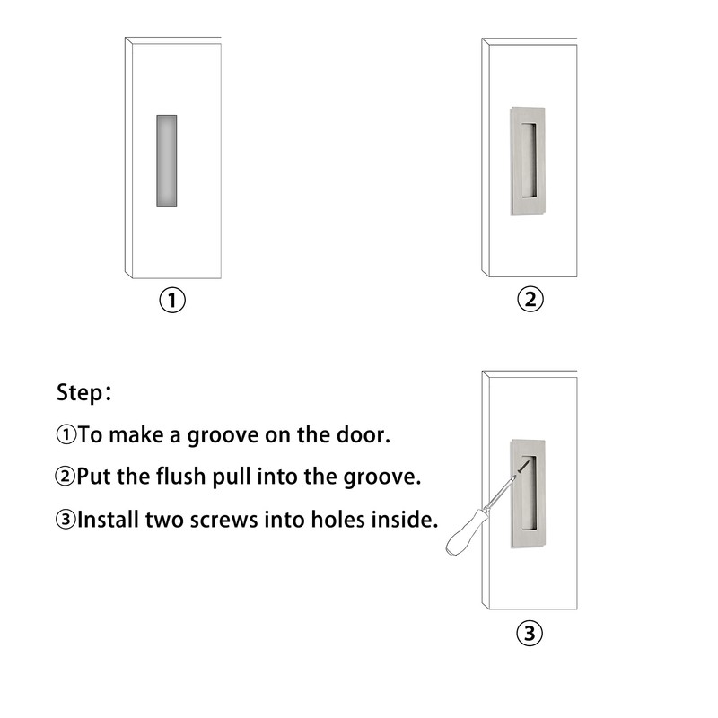 Kindoodos Sliding Barn Door Finger Pull, Recessed Flush Pulls, Stainless