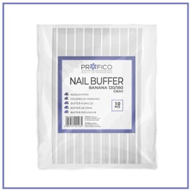 PROFICO Pack of 10 Professional Nail Buffer Buffer Curved 120/180 Double-Sided Buffer Nail File Emery Boards Fine Grit for Natural Nails Gel Nails Nail File Manicure & Pedicure (Grey)