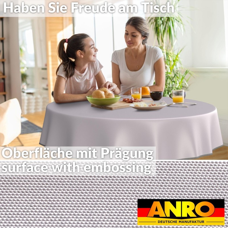 ANRO Oilcloth Tablecloth, Washable, Oilcloth, Garden Tablecloth, Outdoor, Indoor, Round,