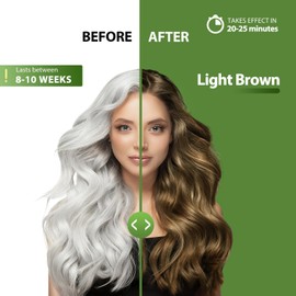 Lunory Light Brown Hair Dye Shampoo for 100% Gray Coverage - 3 IN 1 Hair Color Shampoo with Argan Oil & Ginseng, Ammonia & Paraben Free, Long Lasting Semi-Permanent Natural Color for Women & Men