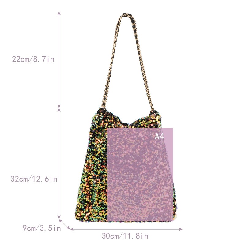 Meliyya Sequin Shopper Tote Bag Shoulder Bag Shiny Shoulder Bag