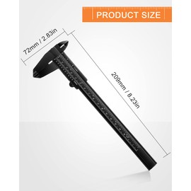 Mini calibrador de plástico de 6 pulgadas, 150 mm, calibrador Vernier de doble escala (métrica/pulgadas), regla de cejas de plástico, calibrador deslizante, herramienta de medición para oficina de estudiantes (negro, 20 piezas)
