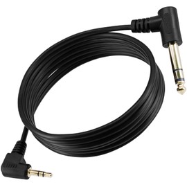 3.5mm to 1/4 Adapter Audio Cord, 6FT 1.8m 90 Degree Right-Angled 3.5mm (Mini) 1/8" TRS Stereo Male to 6.35mm 1/4 Male Mono Jack Speaker Cable Gold Plated Plug