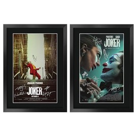 HWC Trading Joker Collection Joaquin Phoenix Geschenke Geduckter Poster Signiertes Autogramm Foto für Fans von Film Memorabilien - A3 Gerahmt