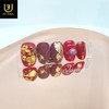 Charming burgundy handmade nail tips - Short Round Square /