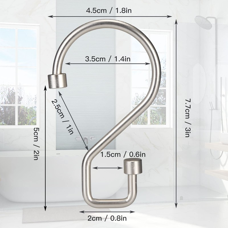 Goowin Shower Curtain Hooks, S Shape Shower Curtain Rings, Rustproof