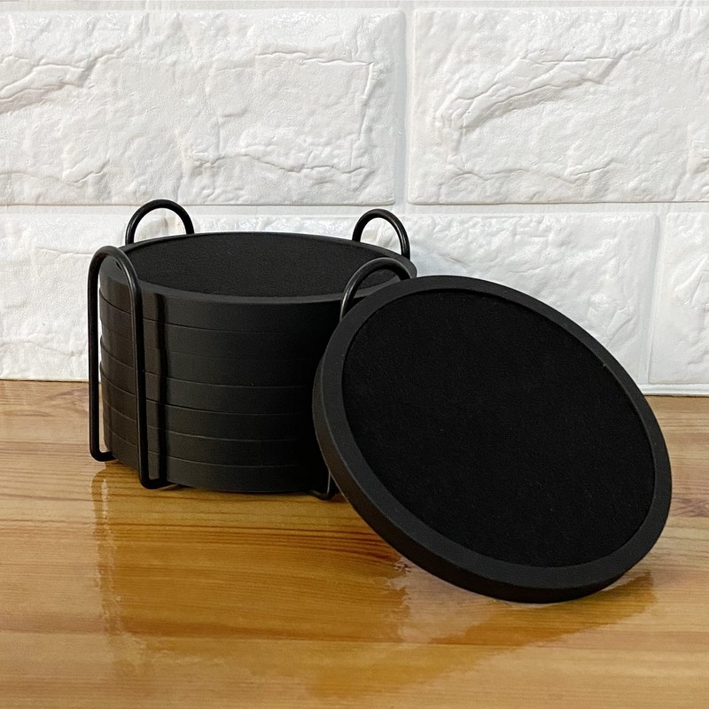 MECOWON Absorbent Coasters for Drinks with Holder, 8 Pieces Silicone