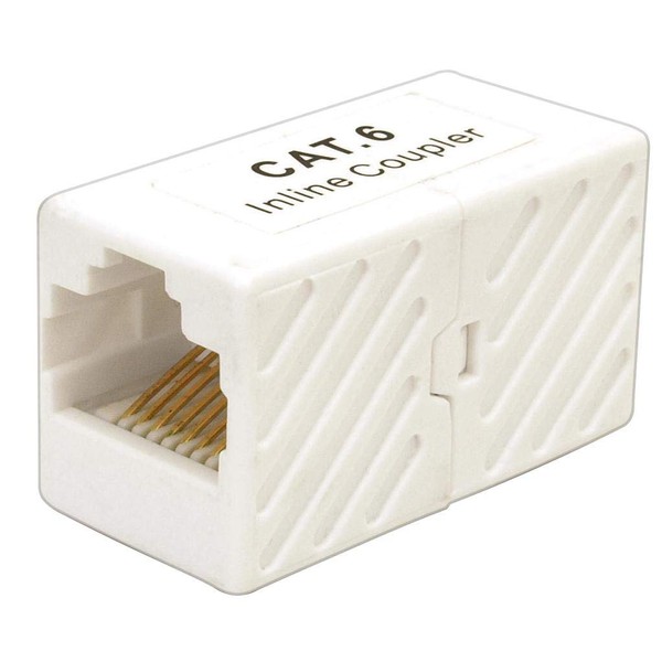 CAT5E/CAT6 RJ45 Cord Coupler, 1-1, White, in-Line Adaptors, Modular Connectors,