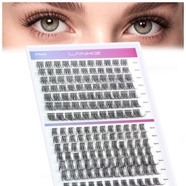 Cluster Lashes,Lankiz Individual Eyelashes D Curl 10-16mm Reusable DIY Individual Lashes Hypoallergenic Eyelash Clusters for Daily Wear and Events(Common+Natural)