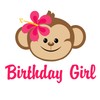 CafePress Birthday Girl Pink Monkey Sticker Rectangle Bumper Sticker Car