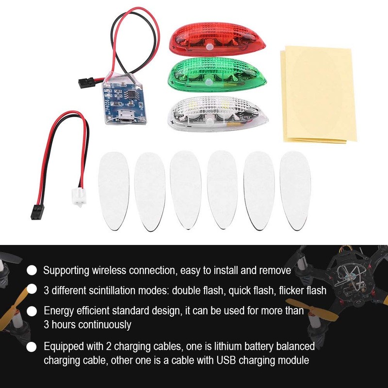 Drone Light 3pcs/set Drone Flash LED Wireless Light for RC