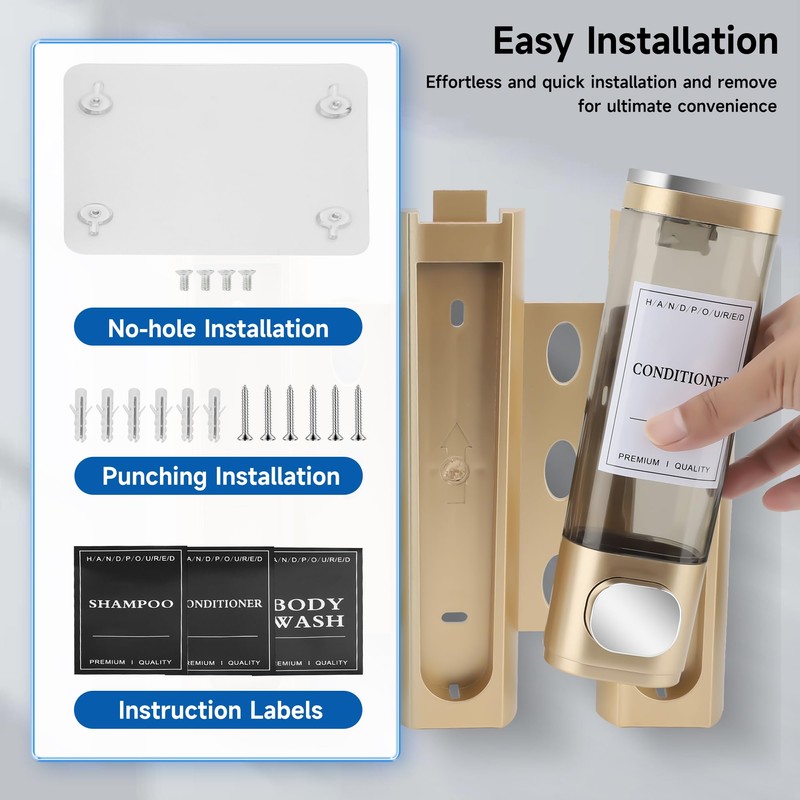 MEKOTRIN Shampoo and Conditioner Dispenser, Shower Soap Dispenser Wall Mounted