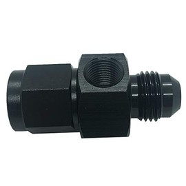 4AN Fuel Pressure Take Off Fittings Female to Male Aluminum Hose Adapter with 1/8 NPT Port Black