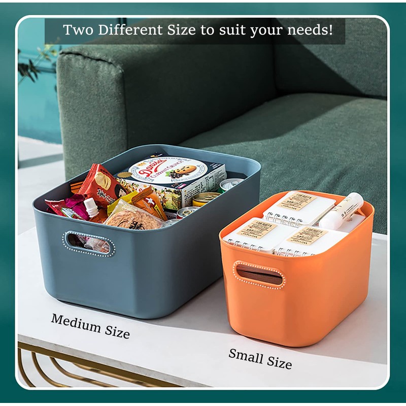 HapiLeap Storage Boxes With Lids, Stackable Plastic Storage Baskets for