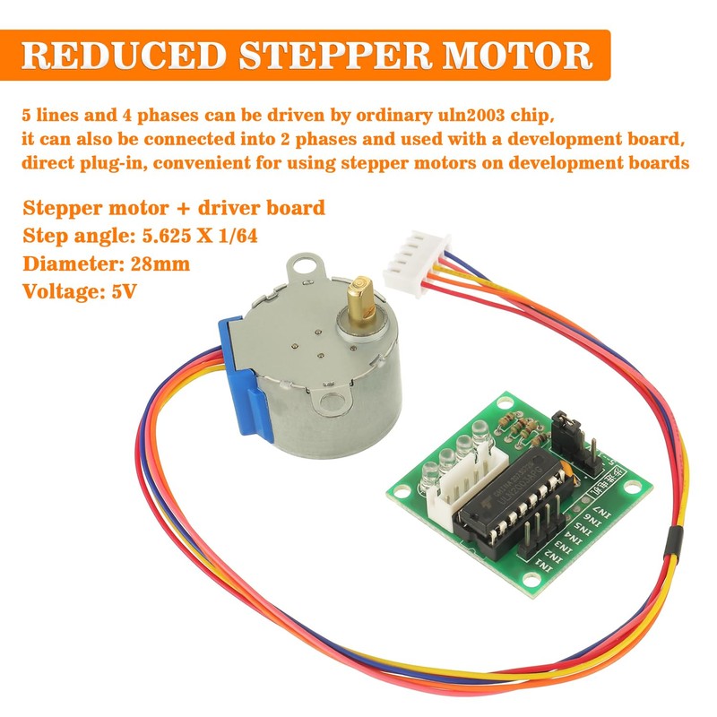HUAREW 5pcs 5-Wire 4-Phase by 28BYJ-48 Stepper Motor, with 5