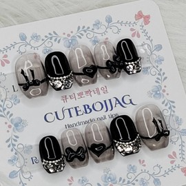 Sexy & Cutie Hanbang Handmade Nail Tips - Oval / 섹시&큐티한방울 수제네일팁 - 오벌XS