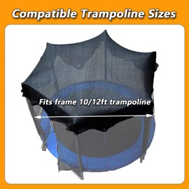 Trampoline Shade Cover 90% Shading Ratio Black Sunshade Tent Top Cover 10ft 12ft 14ft for Round Trampoline, Easy to Install for Backyard Playground, Sunproof Net for Outdoor, Tent Only (Fits 10-12FT)