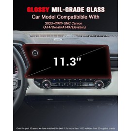 ASZSK For Glossy Tempered Glass 2023 2024 2025 2026 GMC Canyon 11.3 Inch Touchscreen Screen Protector - Canyon (AT4/Denali/AT4X/Elevation) Accessories