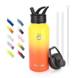 Pandaria 32oz Insulated Water Bottle with Lids and Straws Stainless Steel Outdoor Vacuum Flask Wide Mouth Canteen for Hot and Cold Drink, Autumn Whispers