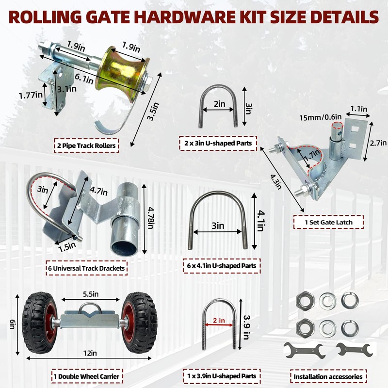 Rolling Gate Hardware Kit for Farm, Fence Gates, Rolling Gates-