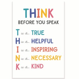 Think Before You Speak Classroom Poster - Positive Motivational Inspiring - Positive Learning Environment - 12 x 18 Inch - Classroom Decor - Classroom Must Haves - Back To School Decor - CPS0130