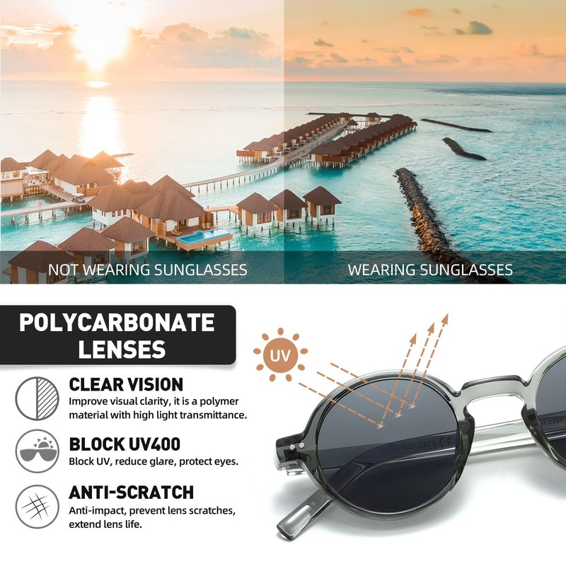 H HELMUT JUST Round Retro Sunglasses for Men and Women