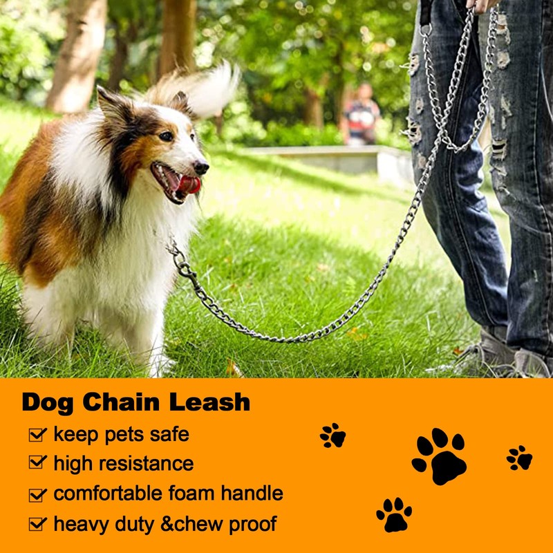 Heavy Duty Metal Dog Leash, 180cm Chew Proof Pet Leash