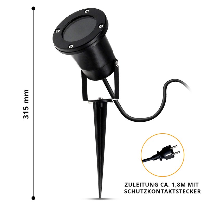 Garden light with spike, grey and black.