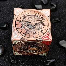 DND Spinner Dice - 7-in-1 Metal Dice Set with 3D Relief Dragon Design | Unique Spinner Design for Dungeons & Dragons | Fantasy RPG Polyhedral Dice Set for D&D Players & DM (Purple Green)