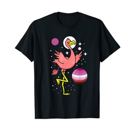 Flamingo Astronaut Lipstick Lesbian Pride T-Shirt