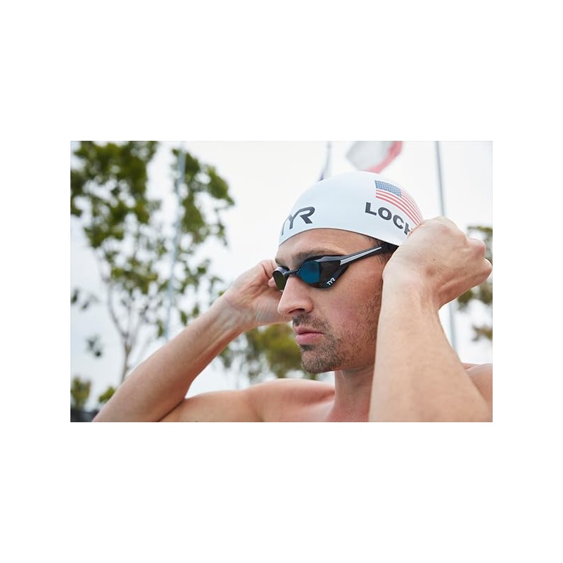 TYR Tracer-X Elite Racing Swim Goggles, Silver/Black Mirrored