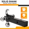 Heavy Duty Solid Shank Triple Ball Hitch Mount with Hook
