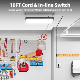 YAYIT 180W LED Shop Lights with 10FT Cord, Swtich, Aluminum 20000LM Ultra-Bright Garage Light, 5000K Daylight, IP66 Waterproof Bay Lighting for Garage, Workshop, Warehouse, Outdoor (1 Pack)
