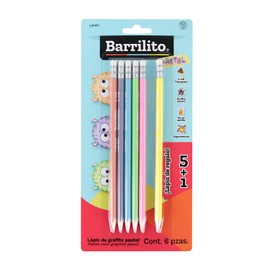 Barrilito Lápiz Triangular de grafito, Pastel No 2 HB Blister con 5 +1 de regalo. LGP601