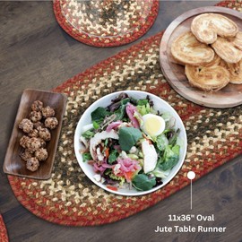 Homespice Chester Premium Jute Braided Table Runner 11" x 36" Oval Reversible, Natural Jute Yarn Rustic, Country, Primitive, Farmhouse Style - 30 Day Risk Free Purchas