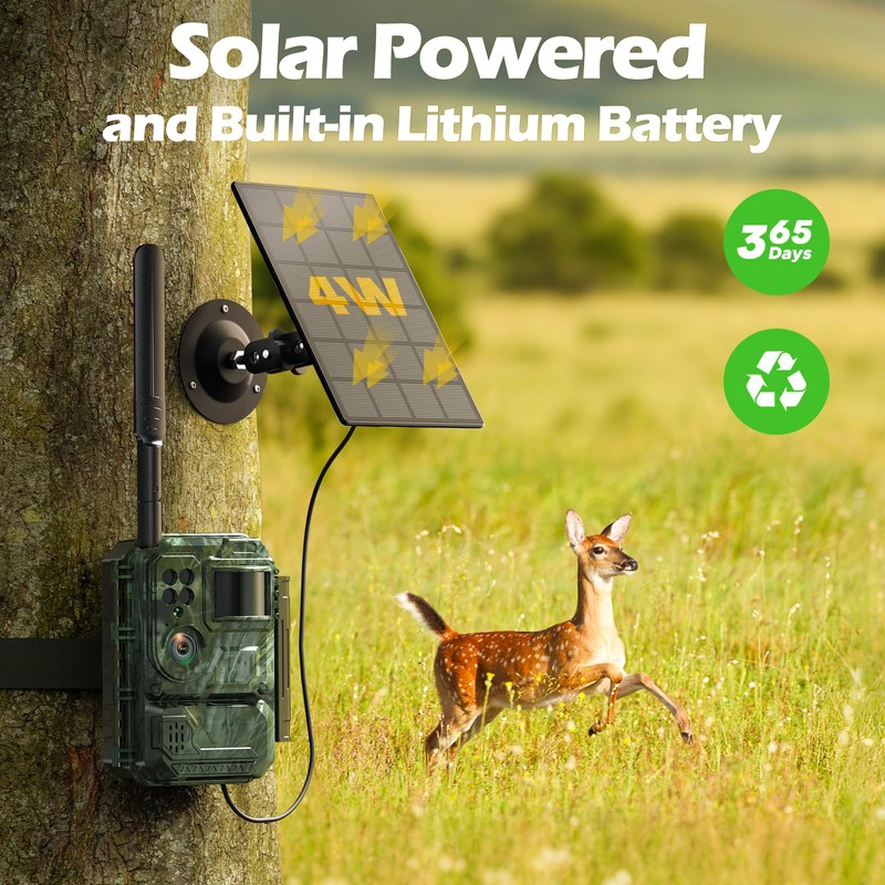 4G LTE Cellular Trail Camera with Pre-installed SIM Card, 2K