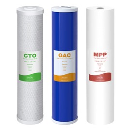 SimPure Whole House Water Filter Cartridges 5 Micron 20" x 4.5" PP+GAC+CTO 3-Stage Sediment and Carbon Filter Set, for DB20P-3, DGD-5005-20, GAC-20BB, FC25B, 1 Set